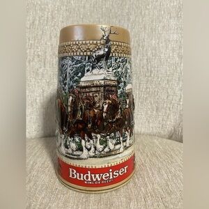 Anheuser Busch Budweiser 1987 Christmas Holiday Collector "C" Series Stein